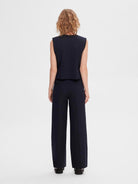 SELECTED FEMME SLFRITA MW WIDE PANT DARK SAP MEL Dark Sapphire - WATERKANT Store -Hamburg Ottensen Altona