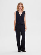 SELECTED FEMME SLFRITA MW WIDE PANT DARK SAP MEL Dark Sapphire - WATERKANT Store -Hamburg Ottensen Altona