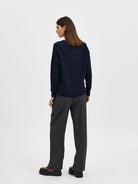 SELECTED FEMME LULU LS KNIT O-NECK  B -DARK SAPPHIRE - WATERKANT Store-Hamburg Ottensen Altona