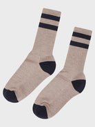 KLITMØLLER COLLECTIVE STRIPED MERINO SOCK-SAND/NAVY - WATERKANT Store -Hamburg Ottensen Altona